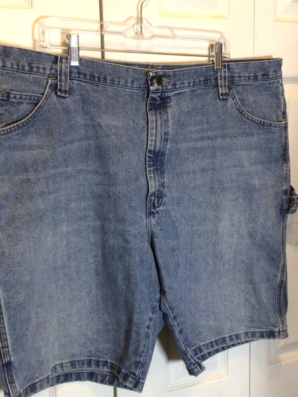 Vintage Wrangler Carpenter Shorts 42 Denim 10” Inseam Workwear Baggy 90s Men - Picture 5 of 11